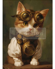 A1 Decoupage kuitupaperi Clockwork Kitty 60 x 85 cm