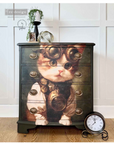 A1 Decoupage kuitupaperi Clockwork Kitty 60 x 85 cm